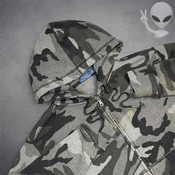 Polo Ralph Lauren Women's Small Black Camo Full Zip Hoodie - Picture 2 of 6